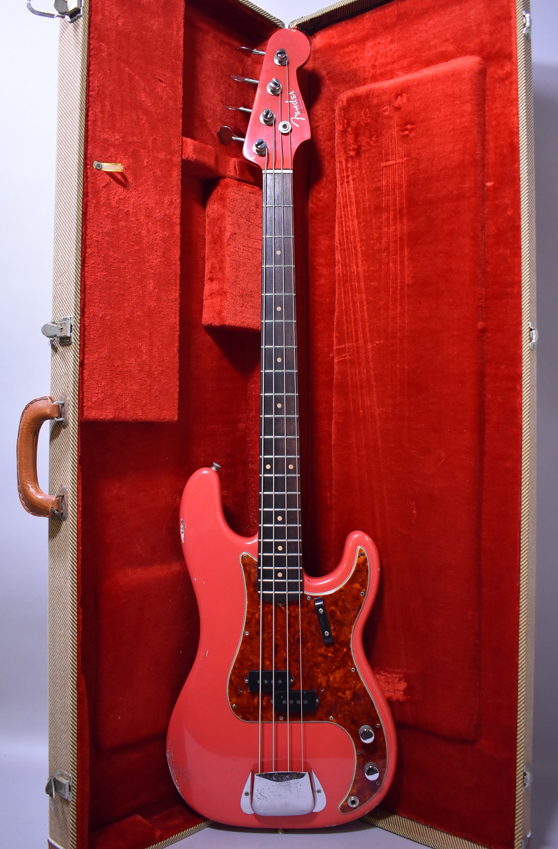1963 Fender Precision Bass Aged Fiesta Red Refinish Pre-CBS w/HSC