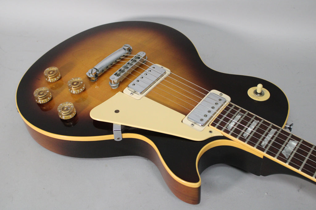 gibson les paul deluxe tobacco sunburst Vintage 1975 and aged cellulose trapezoid inlays 1972-73 Les Paul Deluxe in