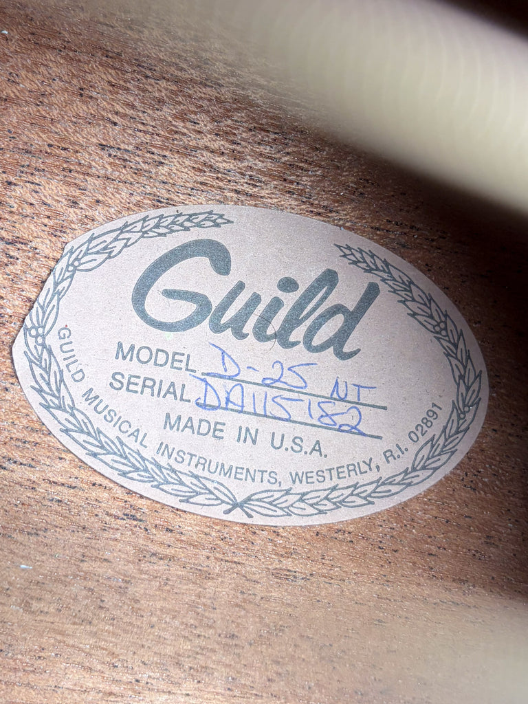1986 Guild D-25 Natural Finish Westerly Acoustic w/OHSC