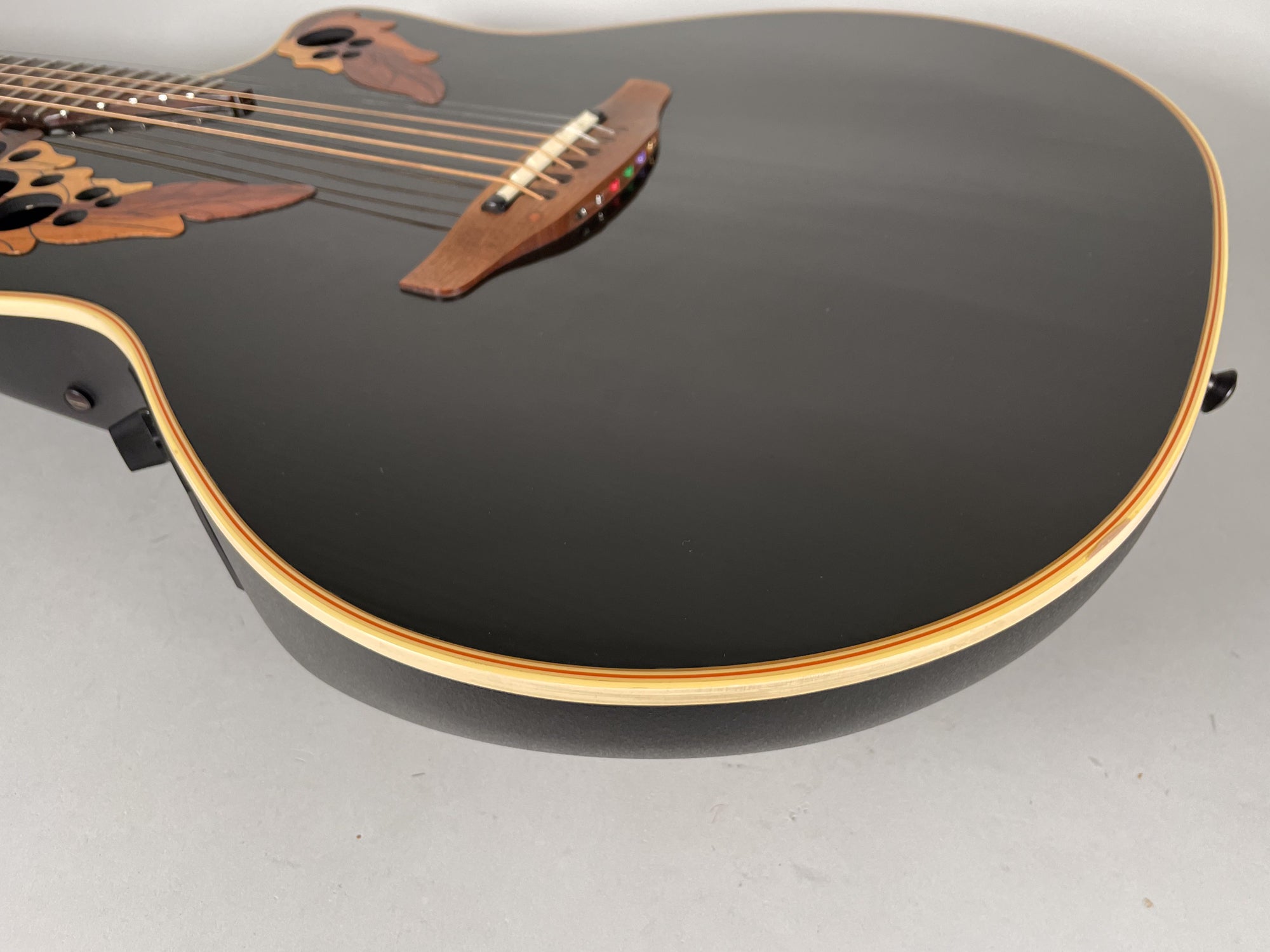 1990 Ovation 1868 Elite Black Finish Acoustic Guitar w/OHSC