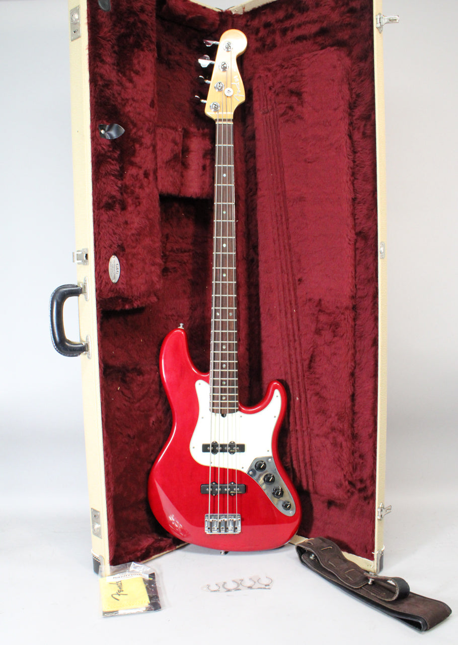 2000 Fender Deluxe Jazz Bass Crimson Red Transparent w/HSC