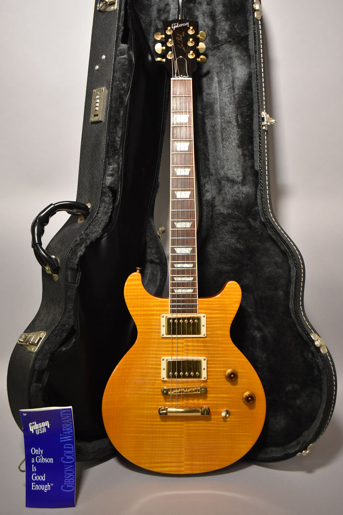 2002 Gibson USA Les Paul Standard DC Double Cut Trans Amber w/OHSC