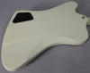 The back of the glossy Alpine White Firebird body, showing the black control cavity cover and the neck-through construction.