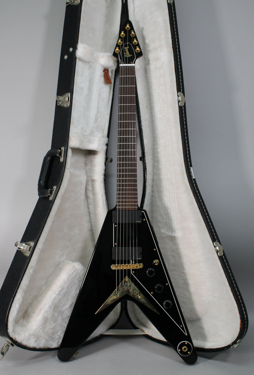 Gibson Flying V エレキギター ブラック 2011 Gibson Flying V 7-String EMGs In Ebony w/OHSC – Imperial