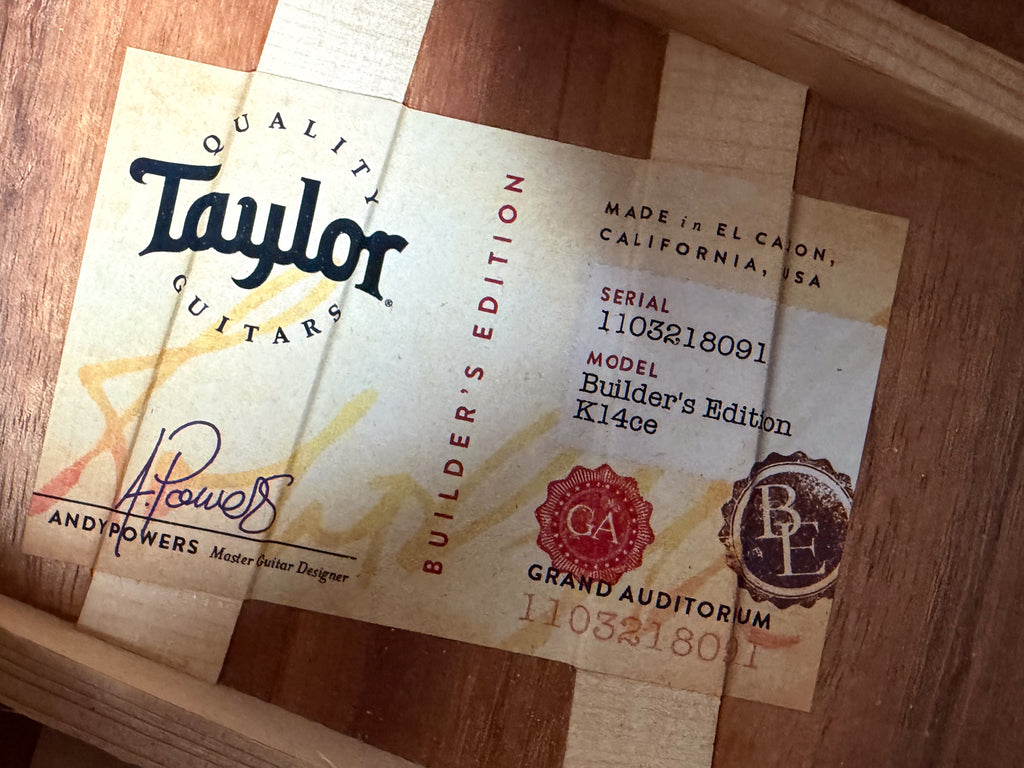 2018 Taylor K14ce Builder's Edition Acoustic Guitar w/OHSC