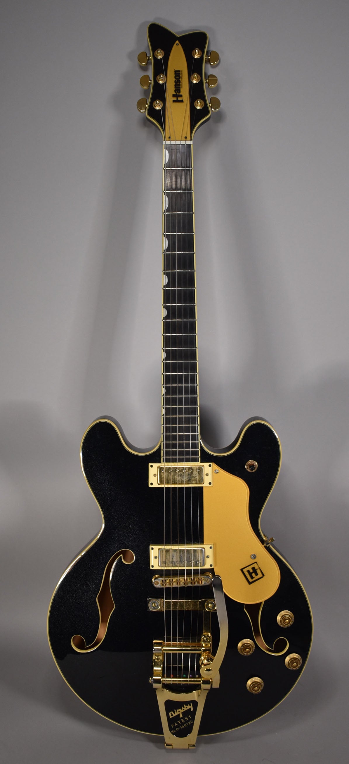 H-STANDARD SOUL PUNK XL ゴールド/ブラック Hanson Chicagoan Semi-Hollow Electric Guitar | Black Sparkle