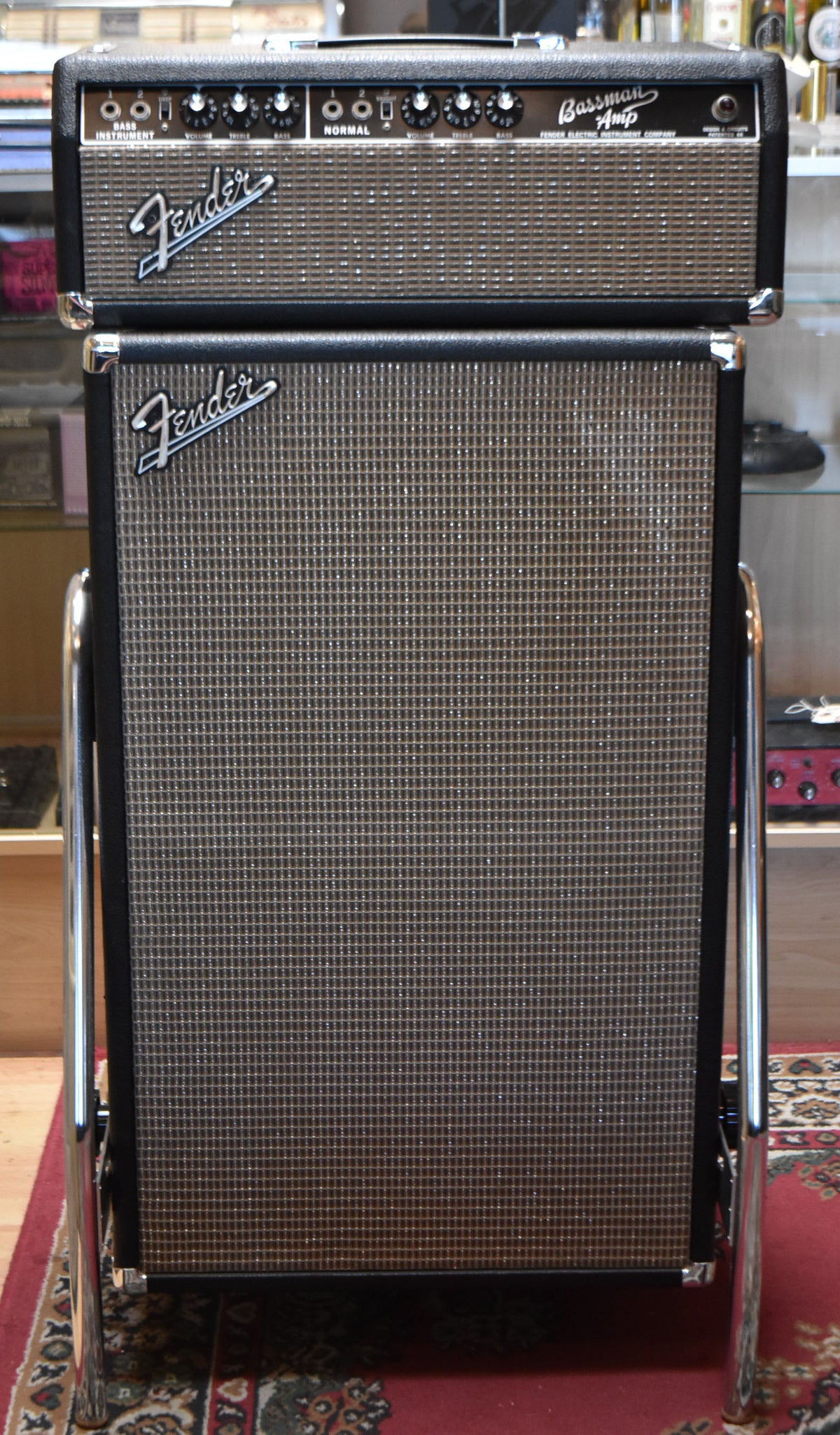 1965 Fender Bassman AA864 45W Tube Head Black w/ 2x12