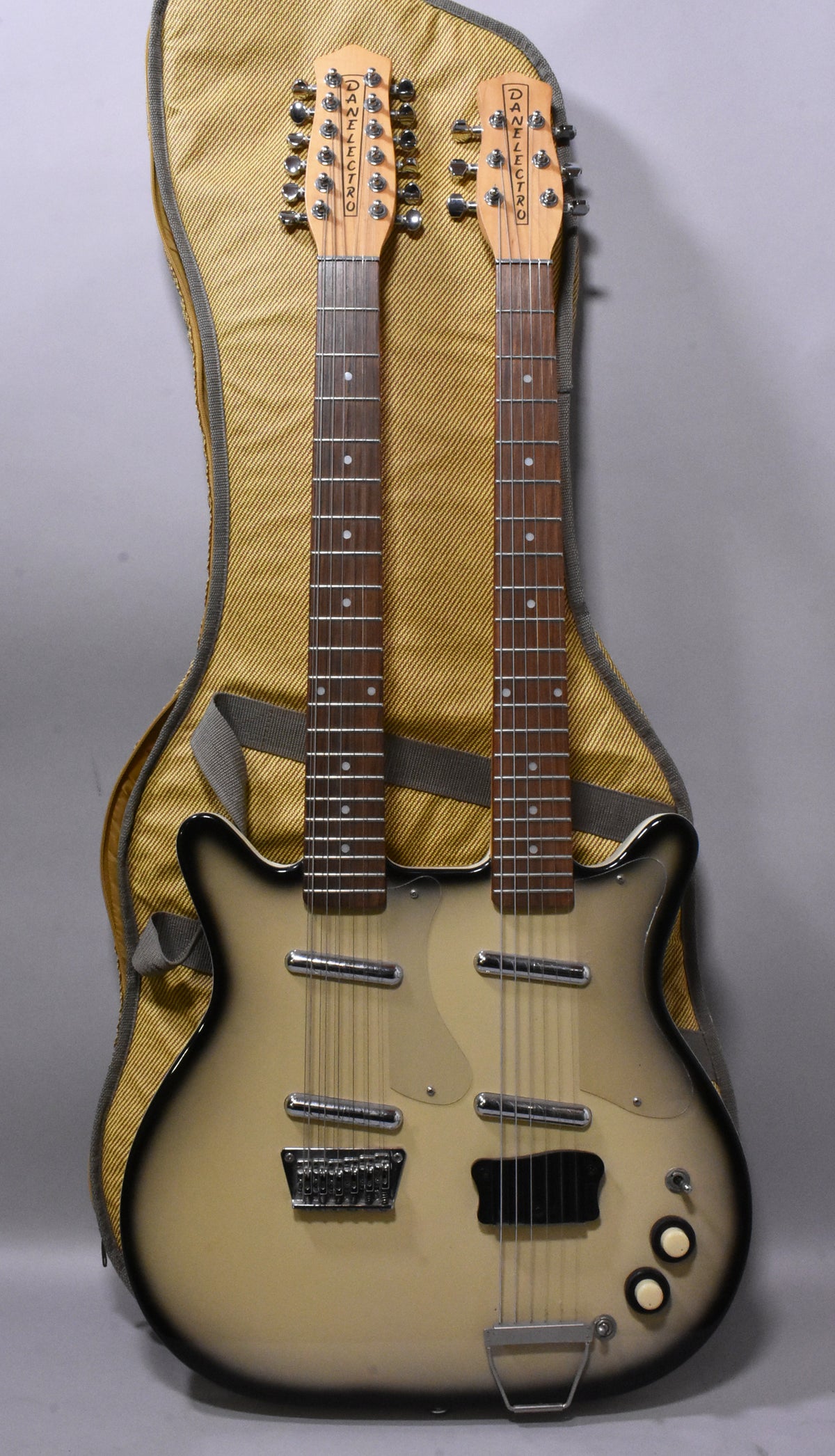 2004 Danelectro 6/12 Double Neck Electric Guitar Black Burst MIK w/Gig Bag