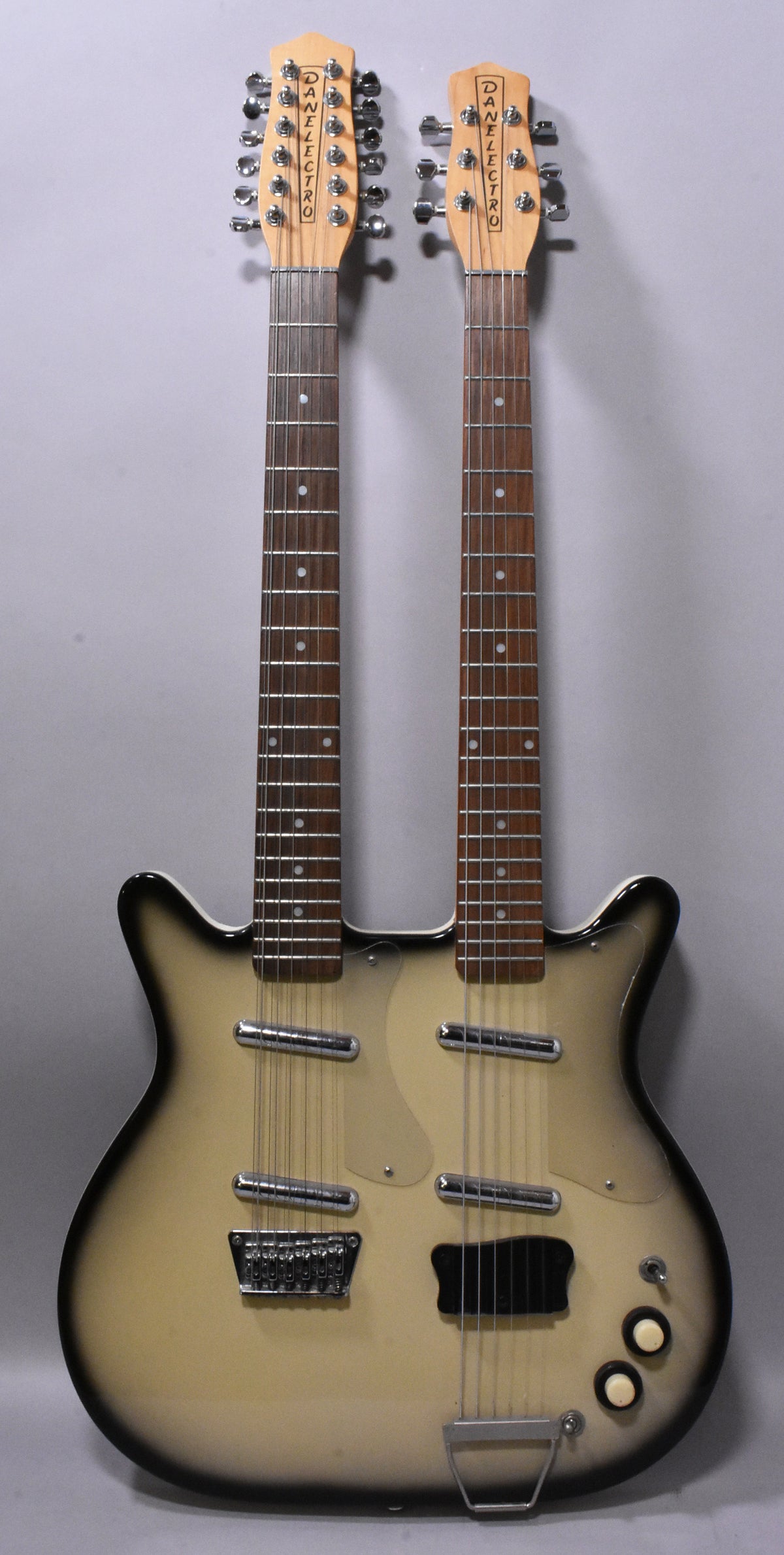 2004 Danelectro 6/12 Double Neck Electric Guitar Black Burst MIK w/Gig Bag