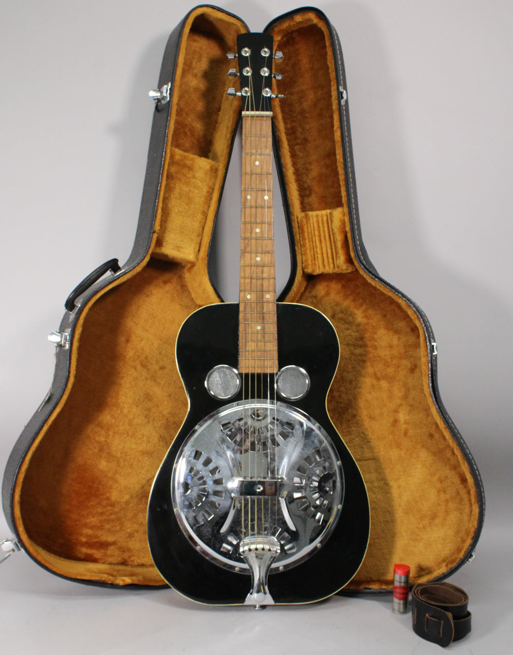 1983 Dobro Square Neck Lap Steel Acoustic Resonator Black w/OHSC