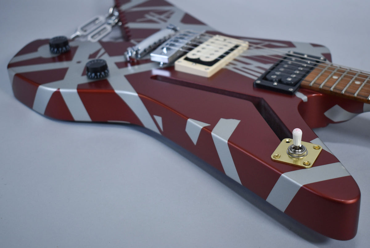 2022 EVH Striped Series Shark Burgundy/Silver Stripes w/OSSC