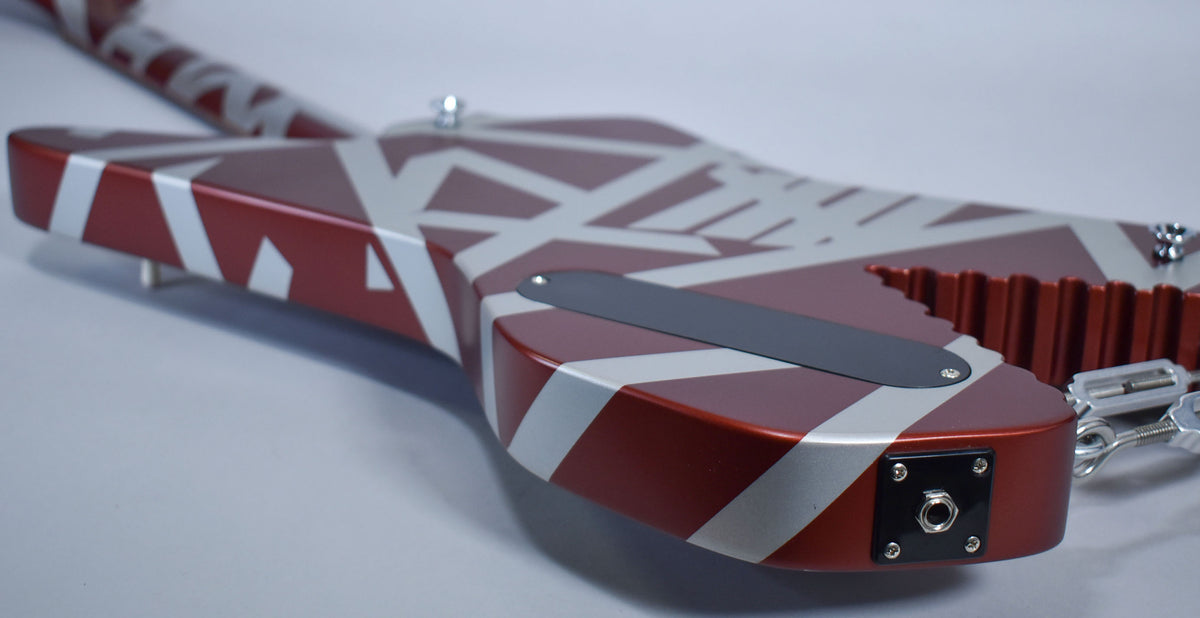 2022 EVH Striped Series Shark Burgundy/Silver Stripes w/OSSC