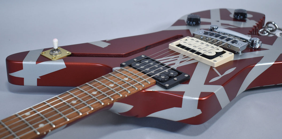 2022 EVH Striped Series Shark Burgundy/Silver Stripes w/OSSC
