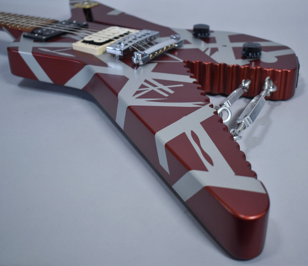 2022 EVH Striped Series Shark Burgundy/Silver Stripes w/OSSC