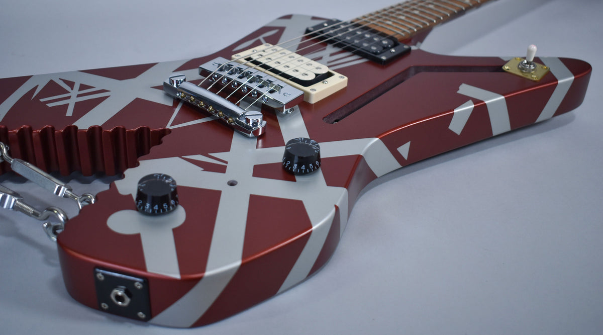 2022 EVH Striped Series Shark Burgundy/Silver Stripes w/OSSC