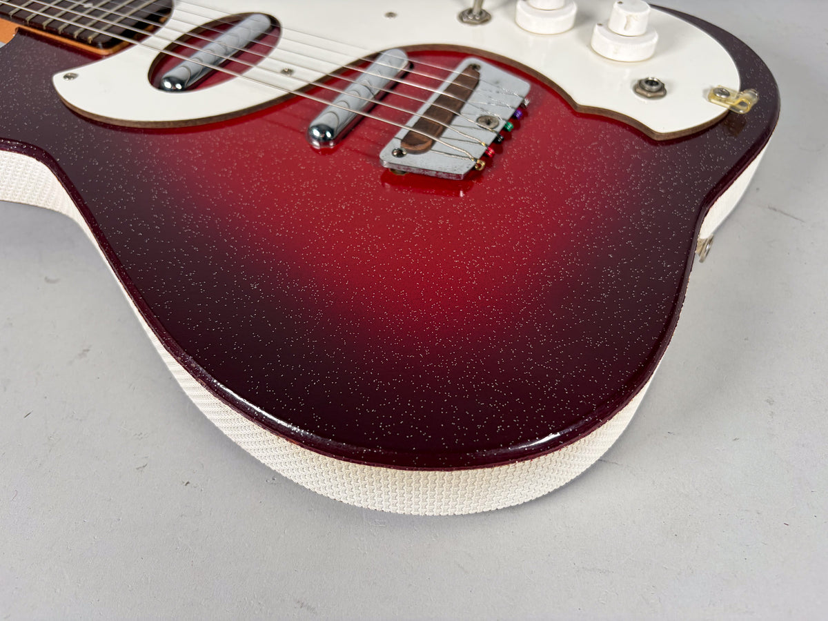 Circa 1960 's Silvertone Model 1457 Guitar And Amplifier "Amp In Case" Red Sparkle
