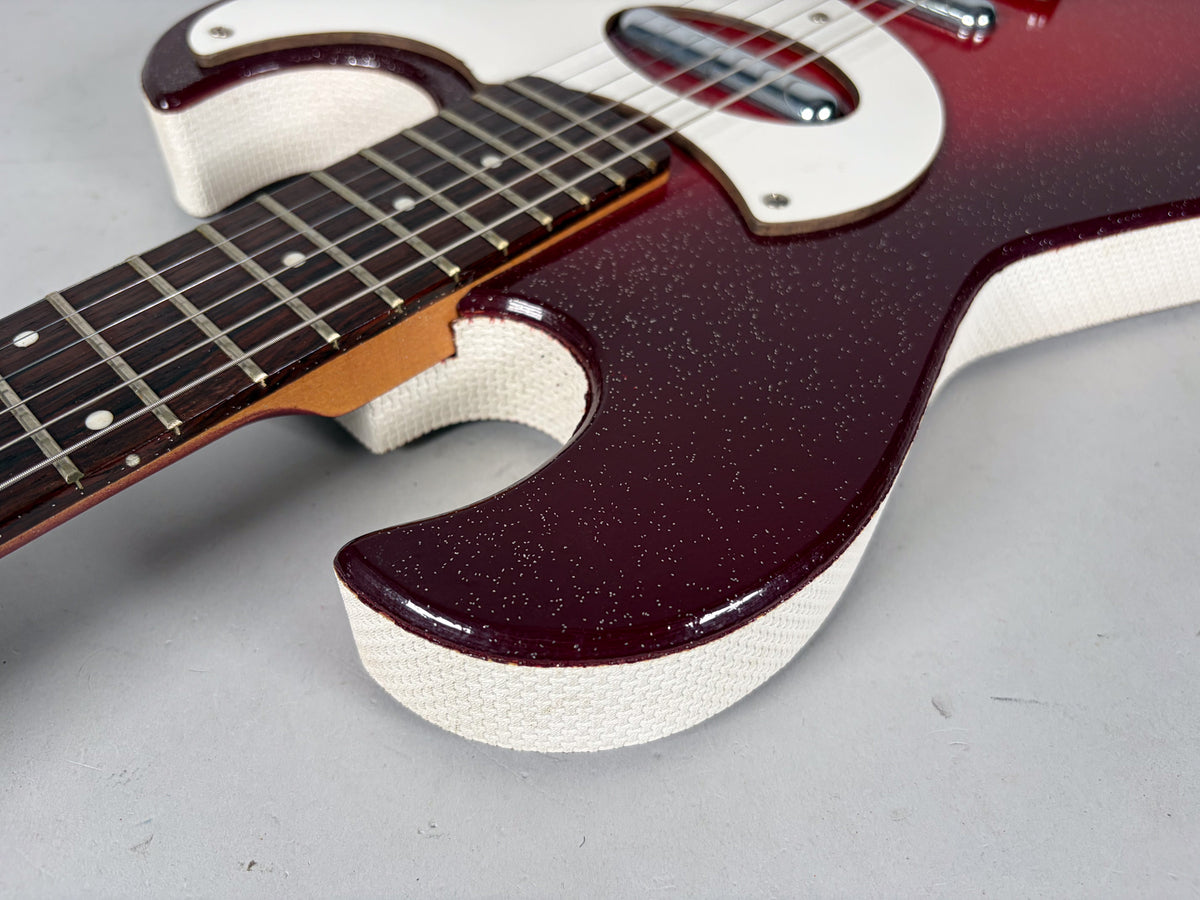 Circa 1960 's Silvertone Model 1457 Guitar And Amplifier "Amp In Case" Red Sparkle