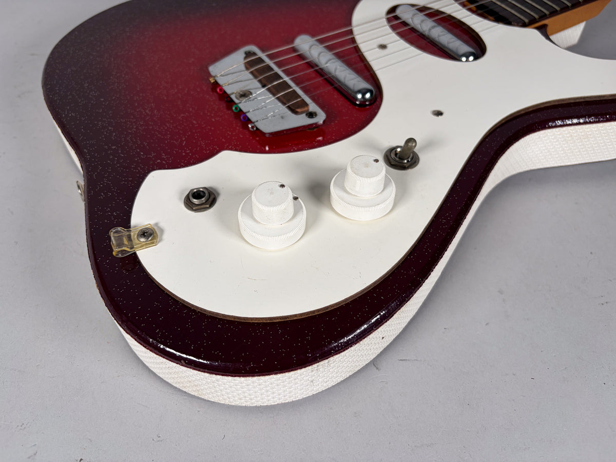 Circa 1960 's Silvertone Model 1457 Guitar And Amplifier "Amp In Case" Red Sparkle