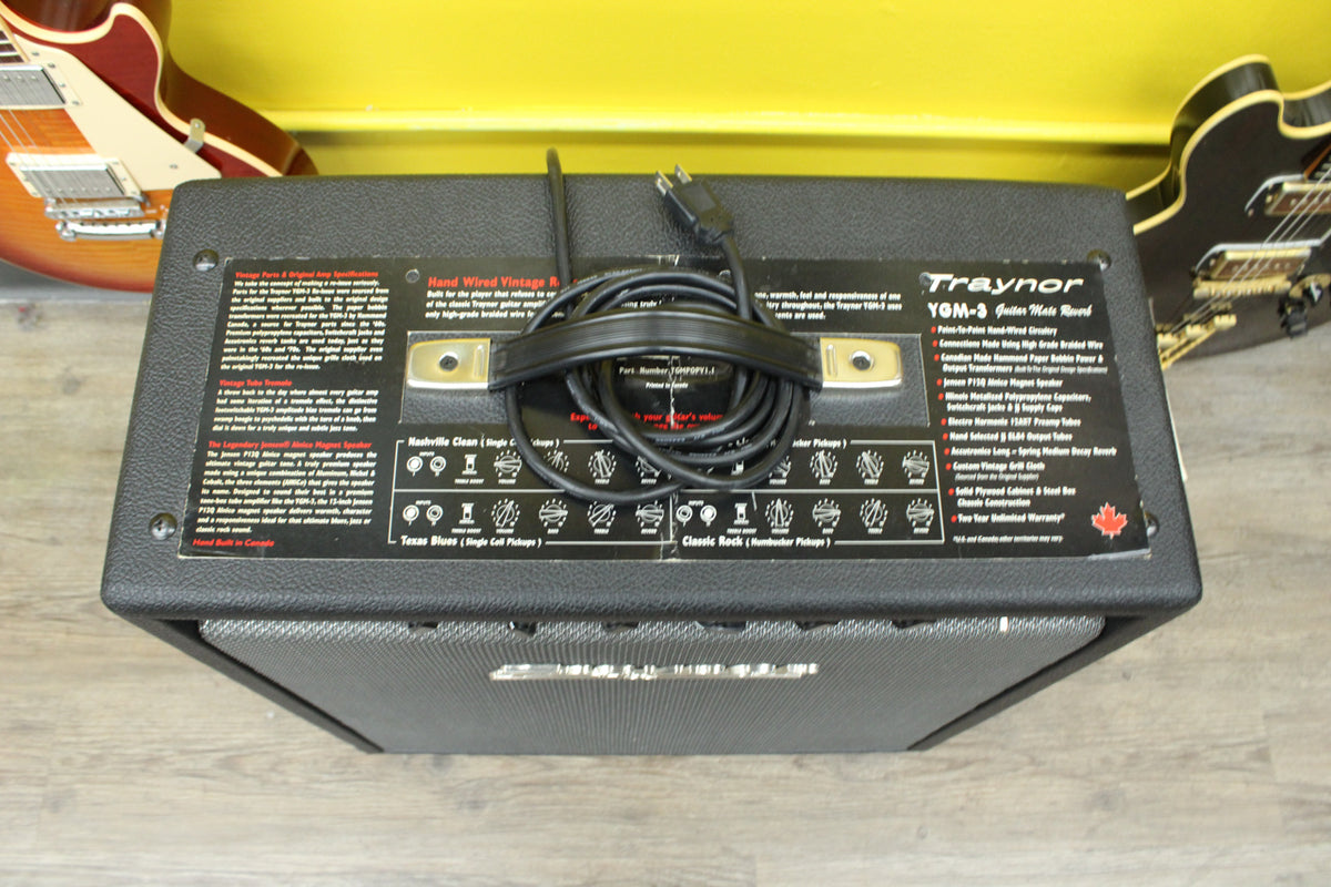 Top-down view of a black textured combo amp with a coiled power cord wrapped around the top handle, showing the rear control panel.